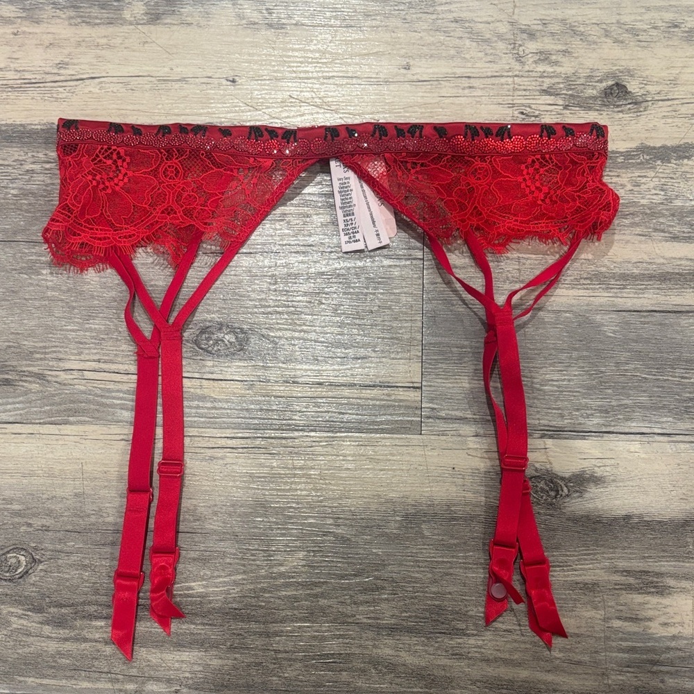 Victorias secret red cherry garter size xs/s